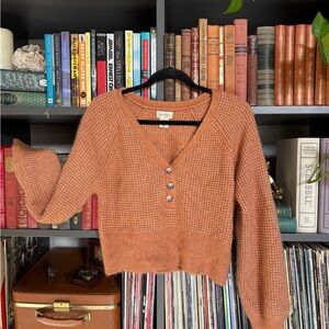 Jessica Simpson Rust V-Neck Sweater with Buttons